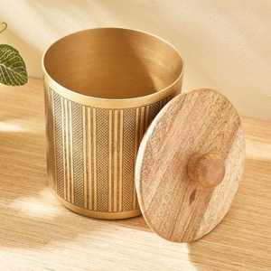 Tarro de Almacenamiento de Madera Hecho a Mano con Tapa, Recipiente Decorativo de Madera Natural para Cocina, Tarro para Especias, Tarro para Dulces, Decoración del Hogar - Product Image 2