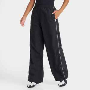 Pantalon large taille mi-haute respirant en molleton 100 % coton enduit PU, coupe droite, effet usé, pour femme, collection Hiver 2026 - Product Image 1
