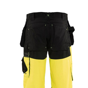 New Men High Visibility <b>Work</b> Trousers Polyester Safety <b>Pants</b> With Reflective Stripes Yellow <b>Black</b> Industrial Workwear - Product Image 5