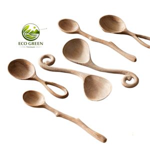 Custom Logo Wooden <b>Spoon</b> Set Unique Leaf Flower Fish Tail Branch Shapes High Quality Natural Wood <b>Coffee</b> <b>Spoons</b> Wholesale - Product Image 4