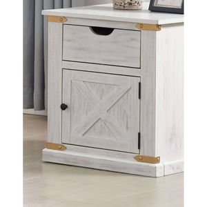 Antique White Rustic Style 1pc End <b>Table</b> Barnyard Design Living Room <b>Side</b> <b>Table</b> with <b>Drawers</b> Console <b>Tables</b> - Product Image 3
