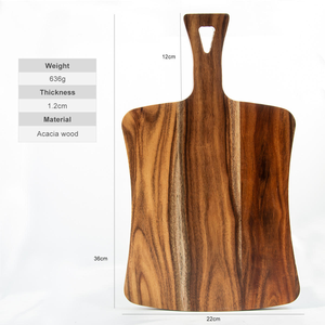 Planches à découper rectangulaires pour la cuisine, viande, fromage, pain, légumes, fruits, planche à découper en bois d'acacia avec poignée - Product Image 2