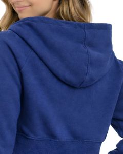 Sweat-shirt à capuche zippé court personnalisé bleu marine pour femme, à manches longues, en molleton décontracté, style streetwear et activewear - Product Image 6