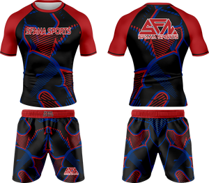 Ensemble short et rashguard homme personnalisé imprimé par sublimation, séchage rapide, respirant, matière compressive, écologique, haute qualité - Product Image 5