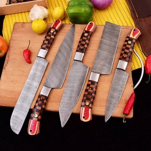 UA Supplies – Ensemble de 5 couteaux de chef en acier Damas forgé à la main, manche ergonomique en bois, style moderne, pleine longueur de lame, ambidextre - Product Image 2