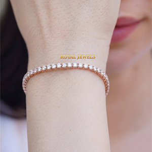 Bracelet tennis en or rose avec diamants de laboratoire pour femme, coupe brillant ronde, bijou de mariage et de fête - Product Image 5