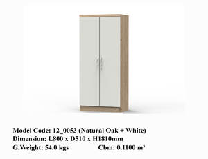 Armoire de chambre Furnizone OEM Modèle 12_0053 moderne en aggloméré/panneaux de particules, double porte/2 portes, construction en MDF, à poser au sol - Product Image 5