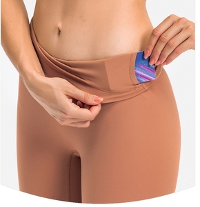 Shorts cycliste taille haute pour femme, couleur unie, en polyester respirant, grande taille, coupe ajustée, taille élastique, pour délavage à la pierre - Product Image 5
