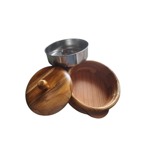 Luxury Wooden Casserole with Handmade Hammered Steel Dome Serving Dish Casserole for round shape and sale - Product Image 1