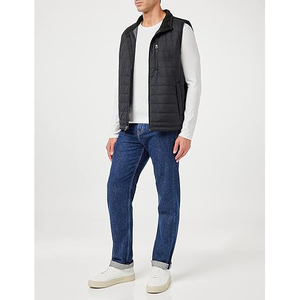 <b>Men's</b> <b>Black</b> Stand Collar Puffer <b>Vest</b> Zipper Closure Windproof Casual Winter Solid Color Polyester Shell Regular - Product Image 4