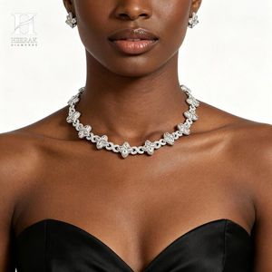 Luxury Floral Diamond Choker <b>Necklace</b> Set - IGI/GIA Certified Lab Grown Diamond Bridal Jewelry - Product Image 1