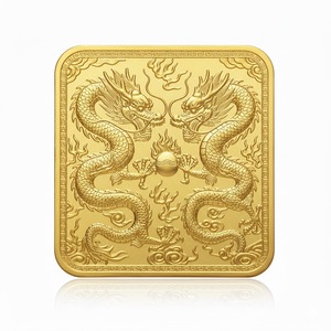 ของที่ระลึกตรุษจีน เหรียญกลมลายมังกรชุบทองสังกะสีแบบกำหนดเอง - ดีไซน์สมัยใหม่เลียนแบบโบราณ - Product Image 1