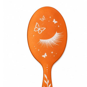 Oval Handheld Makeup <b>Mirror</b> with Butterfly and Moon Design Orange Plastic Frame Single Side Desktop <b>Mirror</b> - Product Image 5