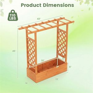 Bac à plantes surélevé en bois de sapin orange avec treillis latéral 109,22 x 35,56 x 114,30 cm, bac à plantes d'extérieur avec trous de drainage - Product Image 4
