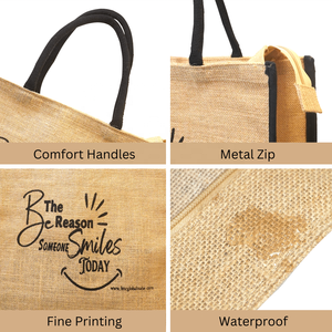 Sac de pique-nique en jute durable avec doublure laminée, sac réutilisable pour les courses et le rangement - Product Image 4