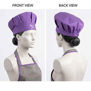 Gorro de Chef Unisex Premium de 200 GSM, Impermeable, de Polialgodón, con Impresión Digital Azul, Multipanel, Ajustable, con Logotipo Bordado Personalizado - Product Image 3