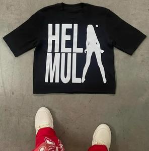 T-shirt court déchiré et vieilli avec impression sérigraphiée, ourlet brut, strass, en molleton bouclette 350 GSM, coupe ample, effet délavé vintage - Product Image 6