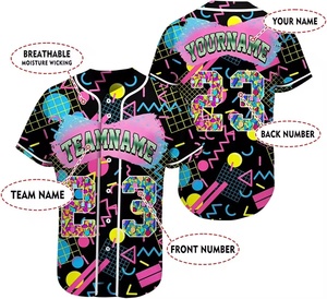Maillot de baseball unisexe sublimé 100 % polyester respirant anti-humidité à manches courtes col en V pour uniforme d'équipe - Product Image 6