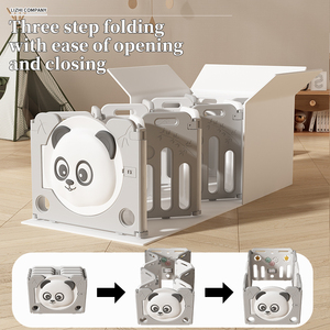 Box per Bambini a Tema Panda Gigante Cinese con Scivolo e Altalena, Parco Giochi Pieghevole con Tappetino, Recinto Sicuro per Interni - Product Image 3