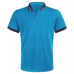 Vêtements décontractés écologiques 100% coton, logo personnalisé, t-shirts de golf pour hommes, logo brodé, polos à manches courtes unis pour hommes - Product Image 5