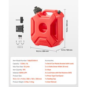 Contenitore Portatile per Carburante da 1,3 Galloni con Beccuccio Antigoccia Sicuro, Supporto Bloccabile, Portata Massima 15 L/min, per Trasporto Merci - Product Image 4
