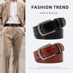 Men's Premium Quality Classic Casual Cow Hide Genuine Leather Belt Alloy <b>Square</b> <b>Adjustable</b> Length Eco-Friendly Heavy Duty - Product Image 2