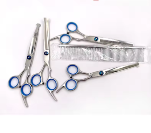 Kit de ciseaux à effiler de qualité supérieure couleur argent 6 pièces, magnifiques kits de barbier avec étui en cuir à fermeture éclair - Product Image 6