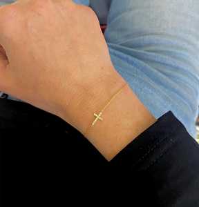 Pulseras con Dijes de Cruz Religiosas Cristianas para Uso Diario, Joyería de 7 Pulgadas para Combinar, Regalos con Diamantes Cultivados en Laboratorio de Corte Redondo, Oro Sólido de 14k y 18k - Product Image 6