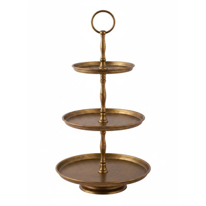 Soporte de metal dorado de 2 niveles para tartas, exhibidor de postres de hierro, plato elegante para servir cupcakes, para bodas, fiestas, decoración del hogar, en venta. - Product Image 3