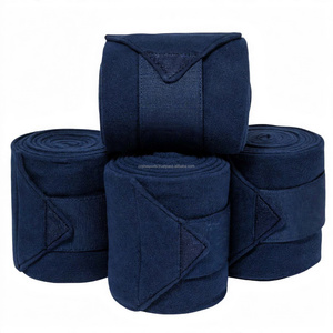 Vendas para caballos de forro polar azul marino con logotipo personalizado, tela de 300 GSM, 4 pulgadas de ancho y 3 m de largo, vendas de forro polar para equitación. - Product Image 1