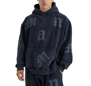 2026 Tracksuit For Men 100% Cotton Fleece Distressed Embroidery Track Suits ACID Wash Flare <b>Sweat</b> <b>Pants</b> For Winter - Product Image 4