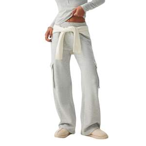 Pantalon de jogging cargo personnalisé pour femme, coupe large, taille haute, ample, en molleton, avec poches, vente en gros OEM - Product Image 2