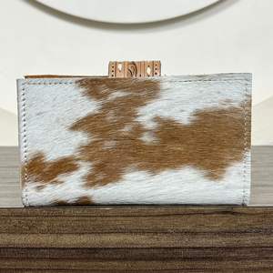 กระเป๋าสตางค์หนังแบบพับสองพับสำหรับผู้หญิงกระเป๋าคลัทช์หนังวัวสำหรับเดินทางกระเป๋าสตางค์แบบยาวที่ใส่บัตรเครดิต - Product Image 5