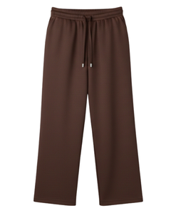 Pantalon de survêtement marron chocolat à jambes larges pour femme, taille élastique avec cordon de serrage, décontracté, coupe ample, fabrication sur mesure en gros - Product Image 1