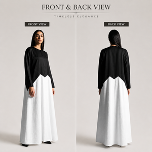 Elegante Vestido Abaya Recto en Blanco y Negro |   Vestido Largo Islámico Modesto para Mujer, Estilo Dubái, Proveedor OEM, Exportación de India - Product Image 4