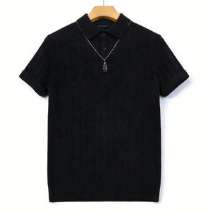 เสื้อเชิ้ตแขนสั้นผู้ชาย ผ้าถัก 100% คอตตอน สไตล์ลำลอง ปักโลโก้ด้านหน้า สีพื้น แห้งเร็ว - Product Image 6