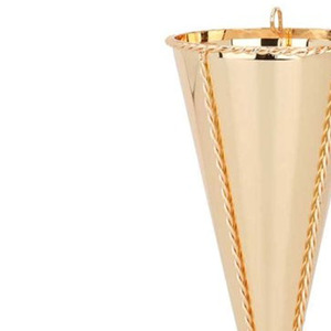 Elegante Quemador de Incienso de Metal Dorado con Diseño de Cono Acanalado y Detalles Trenzados de Alta Calidad para una Fragancia Lujosa en el Hogar - Product Image 6