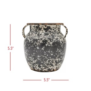 Présenté par JaffsExports, vase de table rustique en fonte avec poignée, 5,5 pouces, finition noire mouchetée - Product Image 6