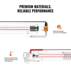 Tubo Laser CO2 60W Lunghezza 1250mm Diametro 55mm Vetro Borosilicato Testa in Metallo 5000-6000h per Taglio Laser - Product Image 6
