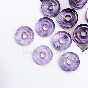Donut de Amatista Rosa Natural de 15mm, Tallado a Mano, Piedra Preciosa Suelta, Tallado de Cristal para Fabricación de Joyas, Precio al por Mayor, Suministro a Granel - Product Image 2