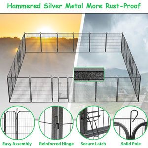 คอกกั้นสุนัขสำหรับกลางแจ้งขนาด 40 นิ้ว แบบหนาพิเศษ พร้อมแผง 24 ชิ้น และประตู รั้วกั้นสัตว์เลี้ยงแบบชั่วคราวสำหรับเล่นและออกกำลังกาย - Product Image 5