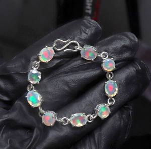Faceted Ethiopian Opal <b>Bracelet</b> <b>Sterling</b> <b>Silver</b> Fire Opal Jewelry Handmade Natural Gemstone <b>Bracelet</b> For Women - Product Image 4