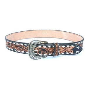 Ceinture en cuir floral Western Cowgirl avec boucle brodée, outillée et incurvée, finition antique, peinte à la main, prix de gros - Product Image 6