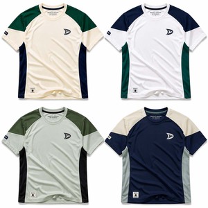 T-shirt de performance personnalisé en coton à manches courtes pour le pickleball, avec empiècements émeraude aux épaules et inserts bleu marine - Product Image 6