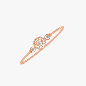 Rose Gold Lab Grown Diamond Circular Halo <b>Bangle</b> <b>Bracelet</b> - Product Image 1