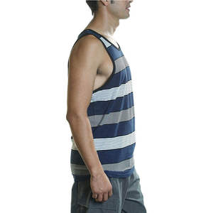 Camiseta sin mangas de algodón a rayas para hombre con logo personalizado, chaleco casual de verano sin mangas, ropa de playa transpirable, camiseta sin mangas ajustada a la moda. - Product Image 3