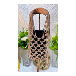 Luxury Handmade Silver Potli Bag with Metallic Ring Handle Macramé Design for Wedding Party and Festive Wear - Product Image 6