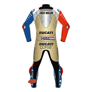 ชุดแข่งรถมอเตอร์ไซค์แบบชิ้นเดียว Francesco Bagnaia Rucati MotoCP ระดับมืออาชีพ พร้อมเกราะป้องกัน CE ระดับ 2 แบบจั๊มสูท/ชุดแข่ง - Product Image 2