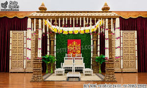 Compre un Mandapam tradicional del sur de la India con pilares tallados, un Mandapam clásico de FRP Kalyana para bodas hindúes. - Product Image 2