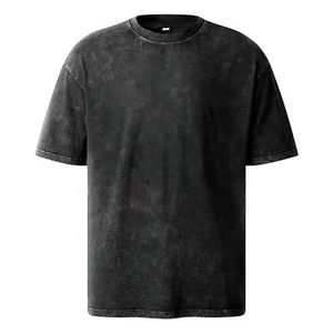 เสื้อยืดโอเวอร์ไซส์ผ้าฝ้าย 100% ขายส่ง OEM สกรีนโลโก้ตามสั่ง ล้างสีแบบแอซิด เสื้อยืดเนื้อหนาสำหรับผู้ชาย - Product Image 4